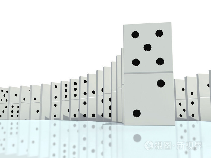 多米诺骨牌的3d插图