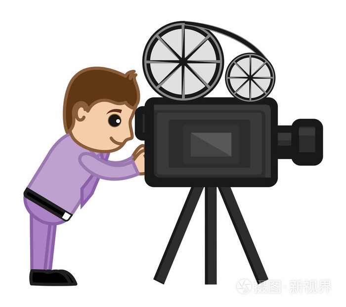拍摄影片与电影摄影机商务卡通矢量