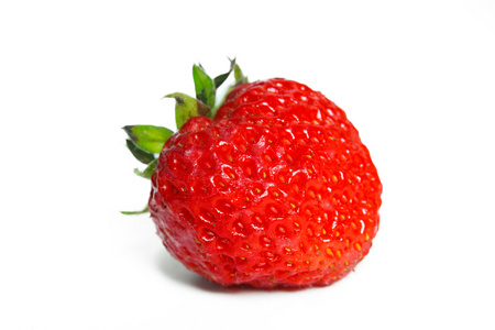 在白色背景上一个草莓