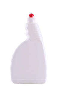 在白色背景上的洗涤剂清洁剂冲洗瓶