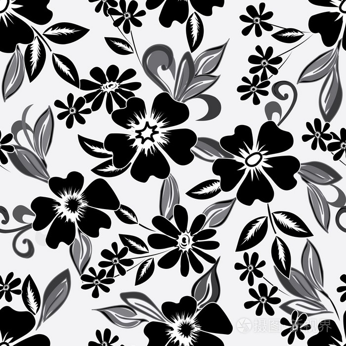 抽象花无缝图案背景插画-正版商用图片1cwhlx-摄图新视界