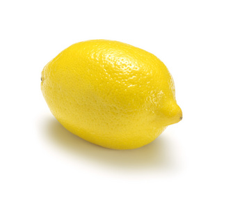 白色与阴影上孤立的单个柠檬