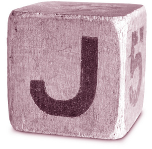 照片的洋红色木制块字母 j