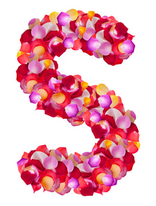 字母 s 从七彩花瓣玫瑰