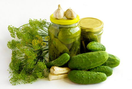 锅和蔬菜作为调味品酸黄瓜图片