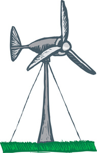 风电机组的木刻插图