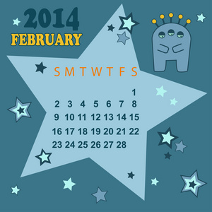 2014年2月空间日历矢量
