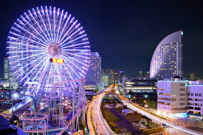 横滨日本在晚上