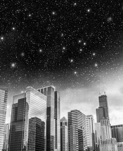 芝加哥天空中繁星点点的天空有美丽的看法