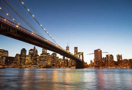 纽约城。布鲁克林大桥的著名地标