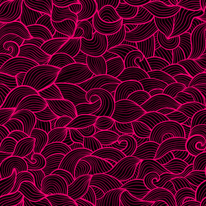 对比度粉红和黑色抽象波浪矢量无缝模式