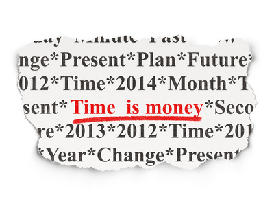 时间轴概念 时间就是金钱纸张背景上