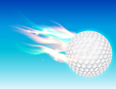 在天空中的火焰高尔夫球球。
