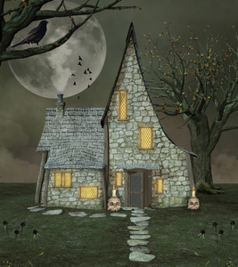 万圣节女巫房子照片