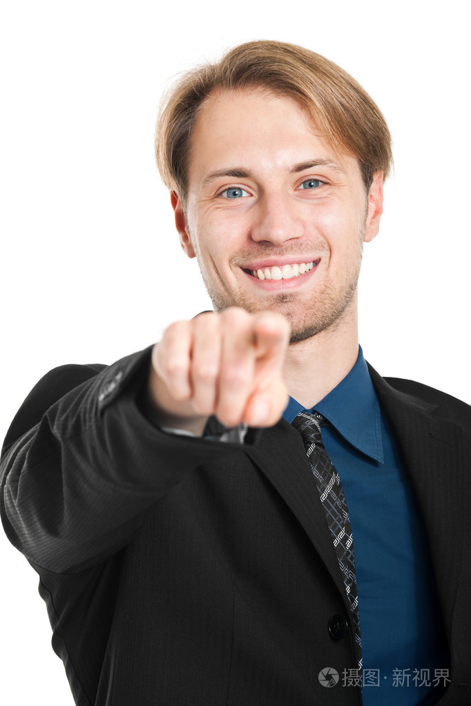 他的手指指着你的英俊商人