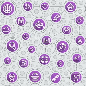社交网络平面轮廓紫色图案