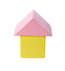 孤立在白色背景上的木构建基块图片