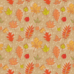 秋天的叶子炫彩无缝花纹