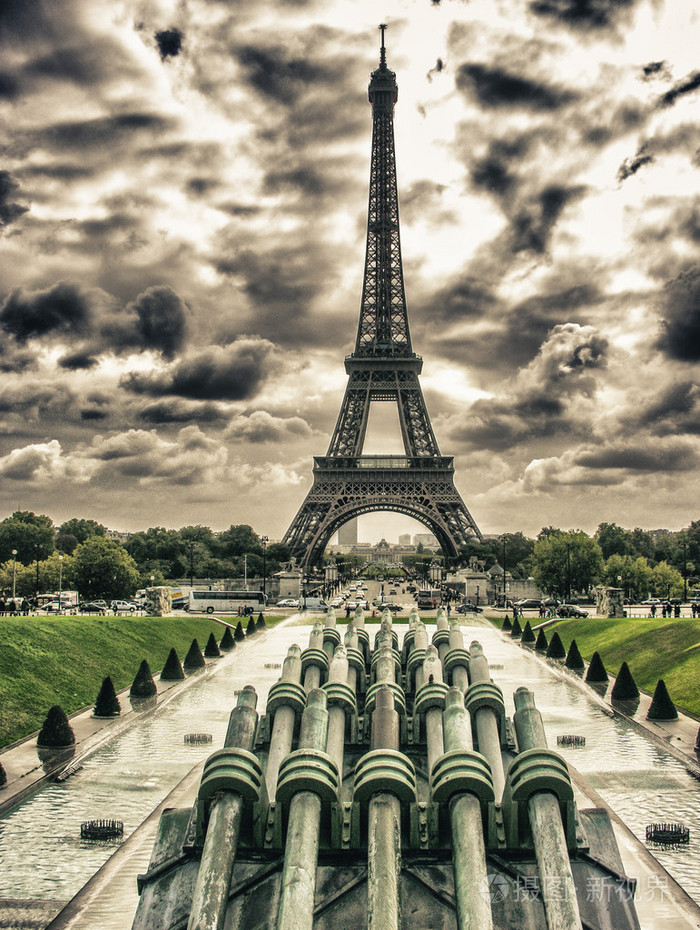 埃菲尔铁塔巴黎著名的塔从特罗卡德罗的美妙的看法