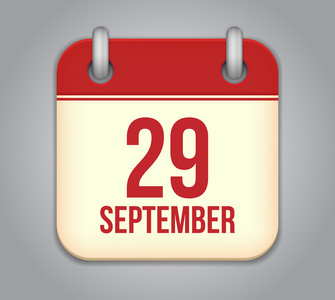 矢量日历应用程序图标。9 月 29 日