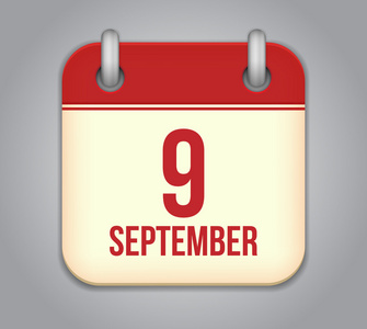 矢量日历应用程序图标。9 月 9 日