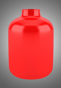 灰色背景上孤立的单个红色陶瓷花瓶