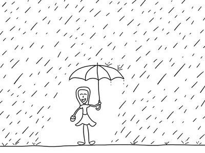 在雨中的女人