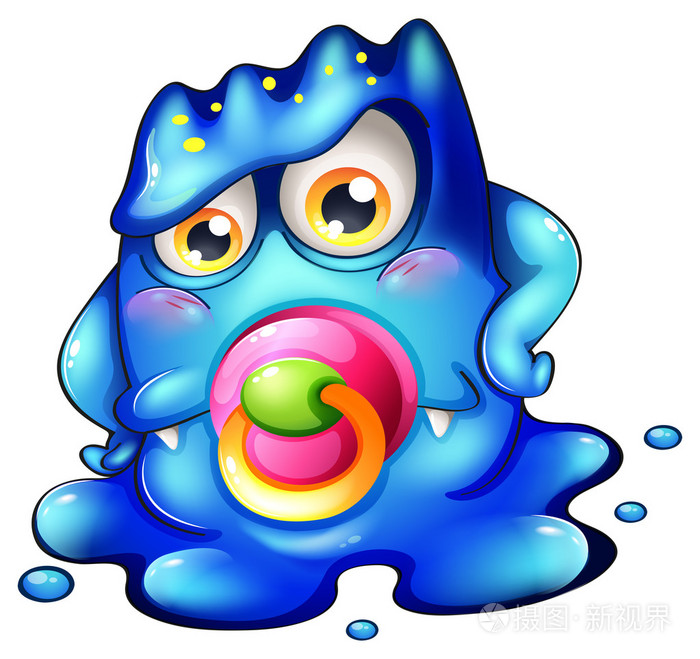 蓝色宝贝怪物插画-正版商用图片1d0n4y-摄图新视界