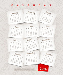 矢量模板设计装饰 2014 年日历