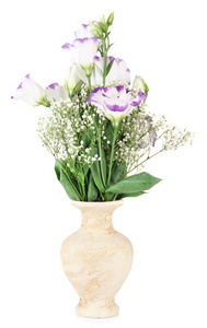 束洋花的花瓶，孤立在白色