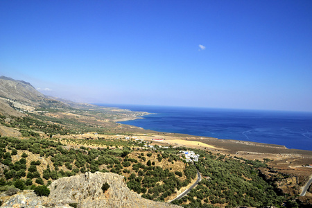 希腊 岛克里特岛查看从山全景