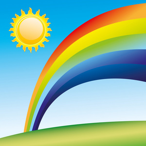 夏天的插图。彩虹