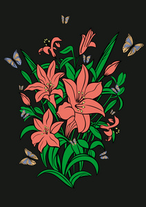 抽象花和蝴蝶背景图片