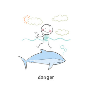 危险与鲨鱼游泳