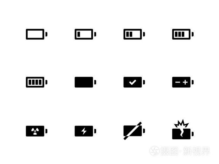在白色背景上的电池图标