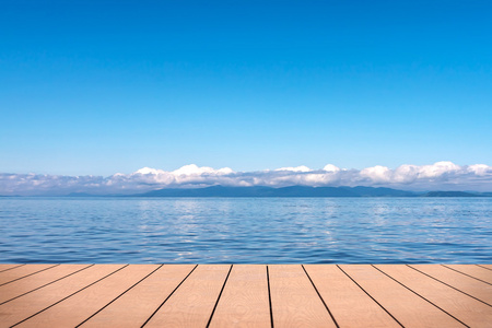 海景。查看从木墩