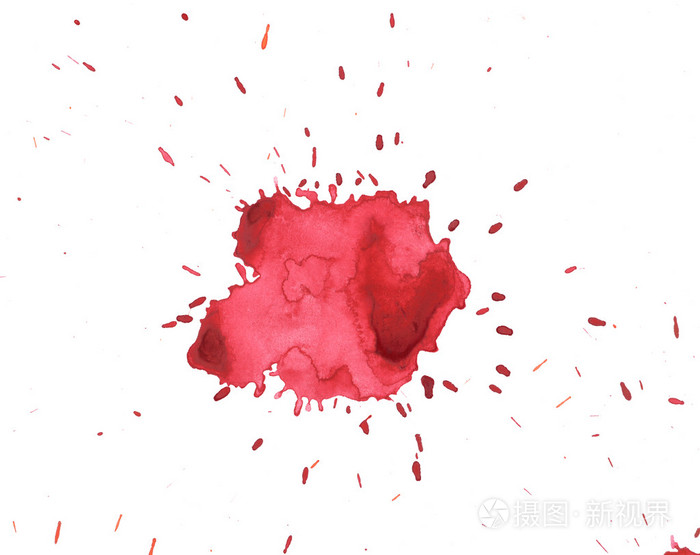 水彩颜料的红色污点