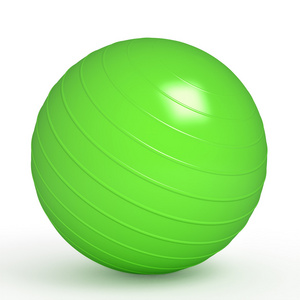 绿色健身球上白色隔离