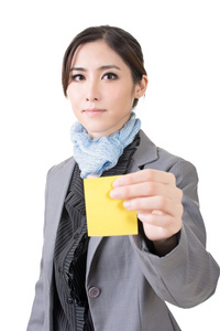 亚洲商务女人与贴纸