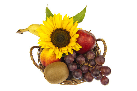水果篮与向日葵的装饰