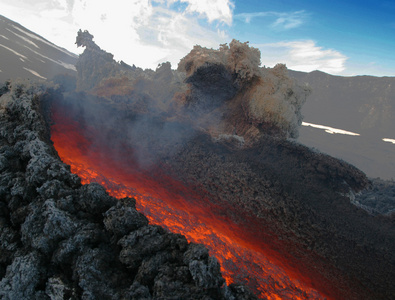 火山爆发在西西里岛的埃特纳活火山