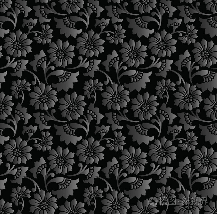 无缝皇家黑色花卉壁纸