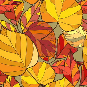 无缝背景与秋天的树叶