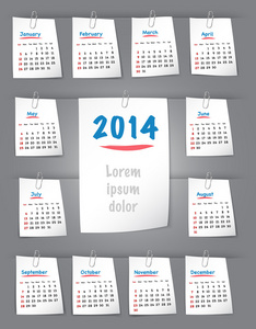 2014年日历，附有背景说明