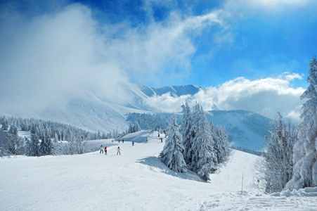 在山的滑雪坡