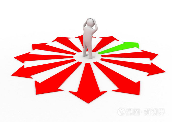 3d的男人选择正确的方向