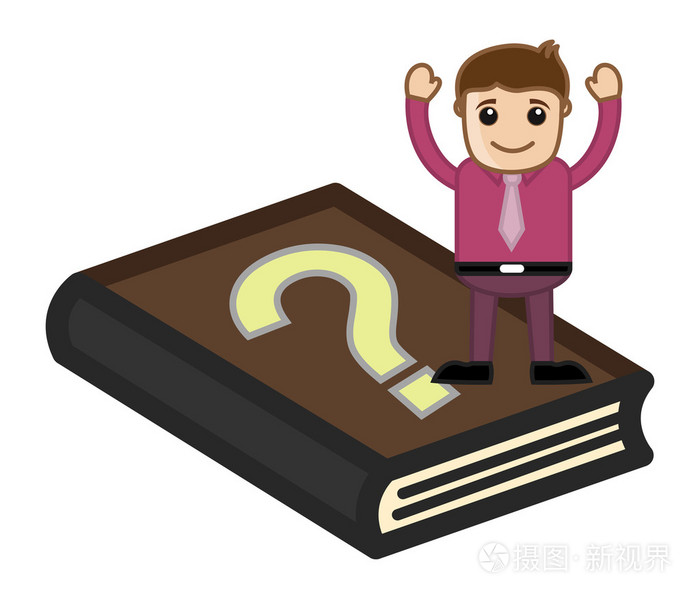 常见问题-帮助概念-书卡通商务人物