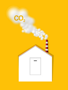 房子产生二氧化碳气体从烟囱
