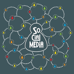社交媒体，网络圈子，矢量图