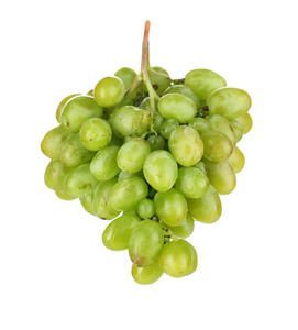 成熟的绿色葡萄上白色隔离